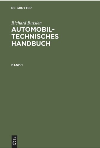 Automobiltechnisches Handbuch: Band 1