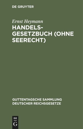 Handelsgesetzbuch (ohne Seerecht)