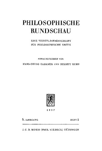 Philosophische Rundschau: 5. Jahrgang Heft 1/1957