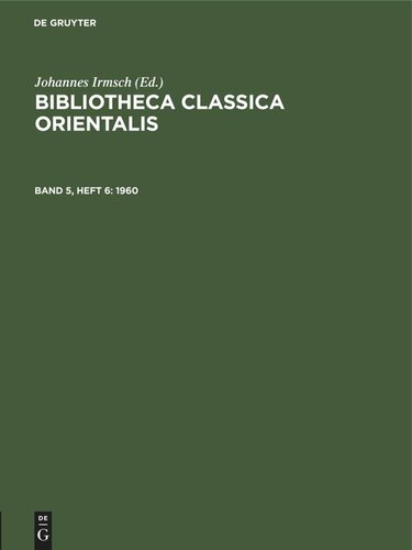 Bibliotheca Classica Orientalis: Band 5, Heft 6