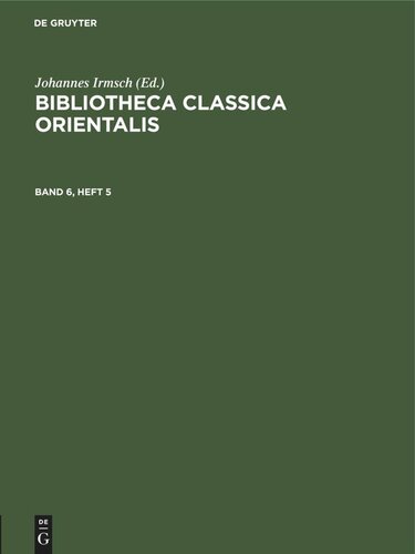 Bibliotheca Classica Orientalis: Band 6, Heft 5