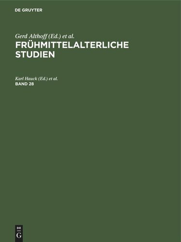 Frühmittelalterliche Studien: Frühmittelalterliche Studien