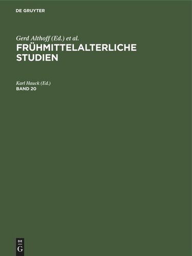 Frühmittelalterliche Studien: Band 20