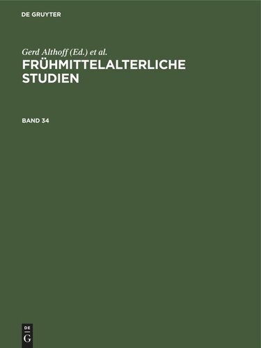 Frühmittelalterliche Studien: Band 34