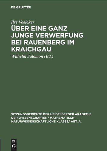 Über eine ganz junge Verwerfung bei Rauenberg im Kraichgau