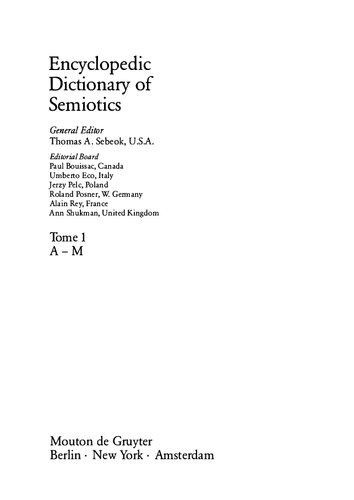 Encyclopedic Dictionary of Semiotics