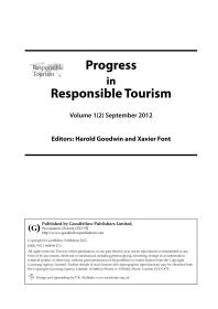 Progress in Responsible Tourism : Volume 1, Issue 2