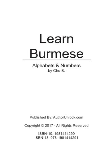 Learn Burmese Alphabets & Numbers