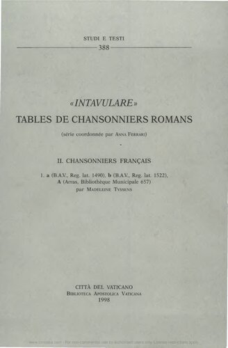 Intavulare. Tables de chansonniers romans