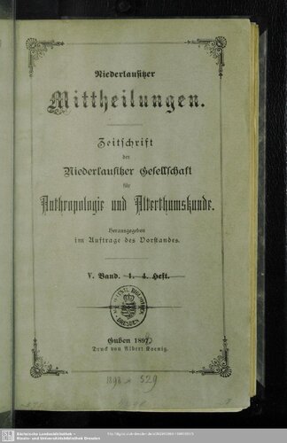 Niederlausitzer Mittheilungen. Zeitschrift der Niederlausitzer Gesellschaft für Anthropologie und Urgeschichte