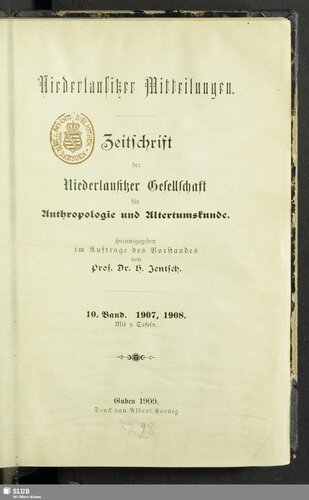 Niederlausitzer Mittheilungen. Zeitschrift der Niederlausitzer Gesellschaft für Anthropologie und Urgeschichte