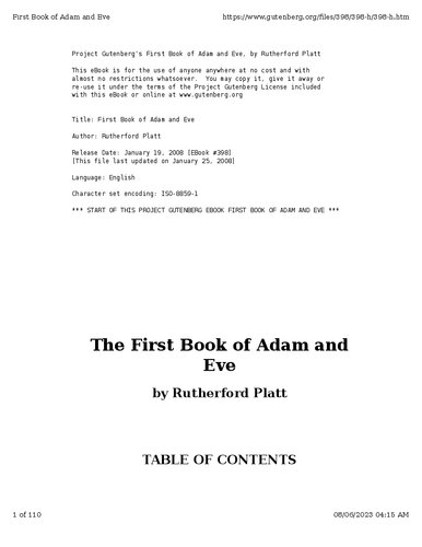 The First Book of Adam and Eve