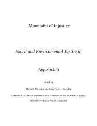 Mountains of Injustice : Social and Environmental Justice in Appalachia