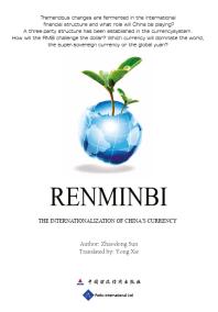 Renminbi : The Internationalization of China's Currency