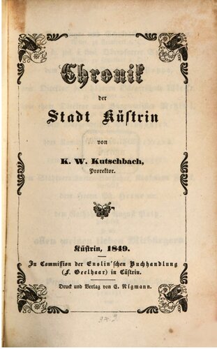 Chronik der Stadt Küstrin