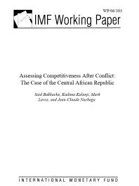 Assessing Competitiveness After Conflict : The Case of the Central African Republic