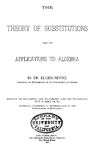 Theory of Substitutions and its Applications to Algebra