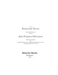 Patriarchal Theory : Based on Papers of Late John Ferguson McLennan