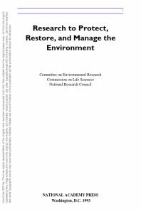 Research to Protect, Restore, and Manage the Environment