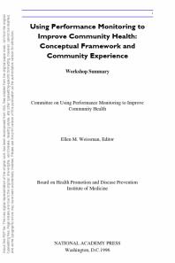 Using Performance Monitoring to Improve Community Health : Conceptual Framework and Community Experience