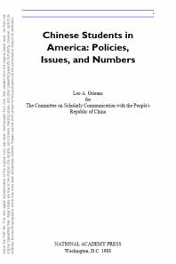 Chinese Students in America : Policies, Issues, and Numbers