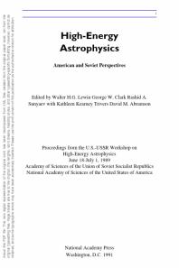 High-Energy Astrophysics : American and Soviet Perspectives/Proceedings from the U. S. -U. S. S. R. Workshop on High-Energy Astrophysics