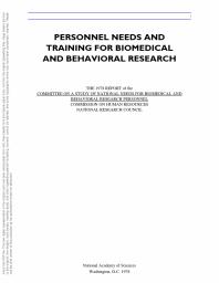 Personnel Needs and Training for Biomedical and Behavioral Research : 1978 Report