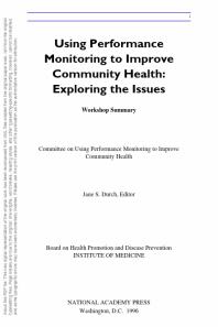 Using Performance Monitoring to Improve Community Health : Exploring the Issues