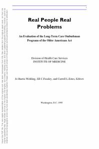 Real People Real Problems : An Evaluation of the Long-Term Care Ombudsman Programs of the Older Americans Act