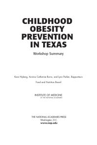 Childhood Obesity Prevention in Texas : Workshop Summary