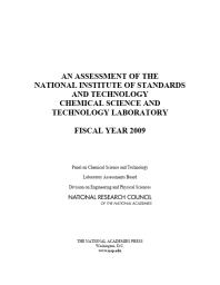 An Assessment of the National Institute of Standards and Technology Chemical Science and Technology Laboratory : Fiscal Year 2009