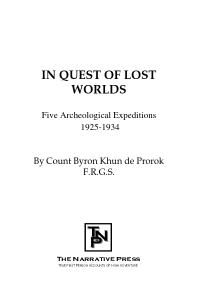 In Quest of Lost Worlds : Five Archeological Expeditions 1925-1934