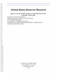 The United States Antarctic Research Report to the Scientific Committee on Antarctic Research (SCAR) : Number 32 - 1990