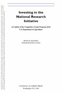 Investing in the National Research Initiative : An Update of the Competitive Grants Program in the U. S. Department of Agriculture