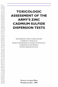 Toxicologic Assessment of the Army's Zinc Cadmium Sulfide Dispersion Tests