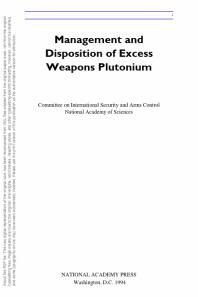 Management and Disposition of Excess Weapons Plutonium