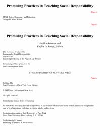 Promising Practices in Teaching Social Responsibility