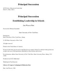 Principal Succession : Establishing Leadership in Schools