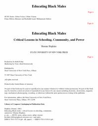 Educating Black Males : Critical Lessons in Schooling, Community, and Power