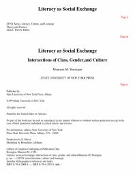 Literacy As Social Exchange : Intersections of Class, Gender, and Culture