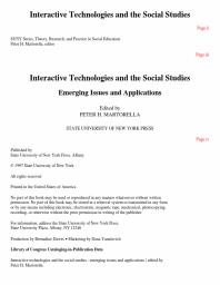 Interactive Technologies and the Social Studies : Emerging Issues and Applications