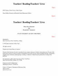 Teachers' Reading/Teachers' Lives