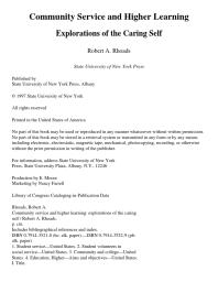 Community Service and Higher Learning : Explorations of the Caring Self