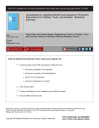 Considerations in Applying Benefit-Cost Analysis to Preventive Interventions for Children, Youth, and Families : Workshop Summary