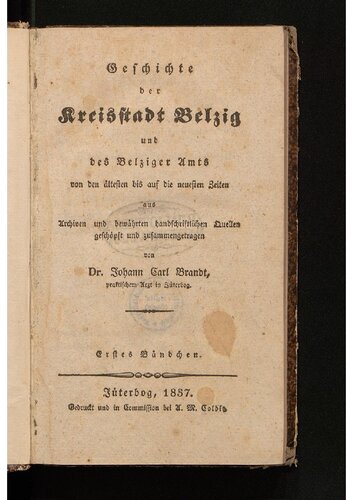 Geschichte der Kreisstadt Belzig und des Belziger Amts