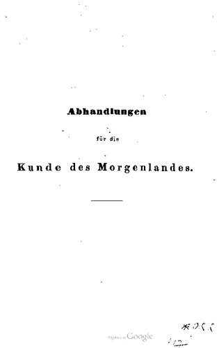 Abhandlungen für die Kunde des Morgenlandes