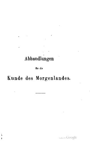 Abhandlungen für die Kunde des Morgenlandes