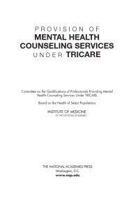 Provision of Mental Health Counseling Services under TRICARE