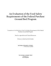 An Evaluation of the Food Safety Requirements of the Federal Purchase Ground Beef Program