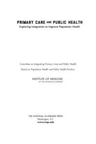 Primary Care and Public Health : Exploring Integration to Improve Population Health